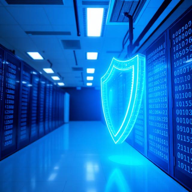 Digital shield protecting business data, representing cyber liability insurance coverage against data breaches.