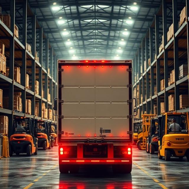 Freight being loaded into a semi-trailer, representing motor truck cargo insurance coverage for shippers.