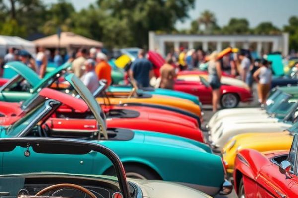 Classic car show exhibition, illustrating authorized usage for collector vehicle insurance policies.