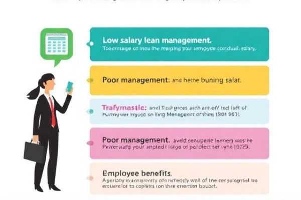 Infographic showing the top reasons for turnover: low salary, poor management, and lack of employee benefits.