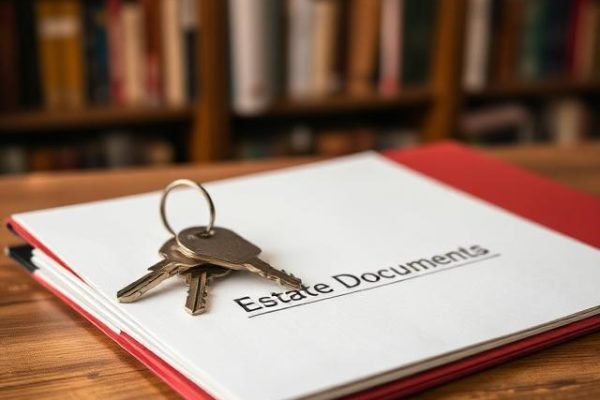 Keys and estate documents, illustrating vacant home insurance needs for inherited properties during probate.